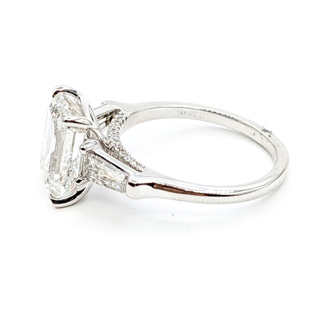 Ring Engagement 3-Stone 4ct Emerald Cut Lab Grown Diamond .75ctw Lab Grown Diamonds 14kw 1.75mm Sz7 4.56g 126070003