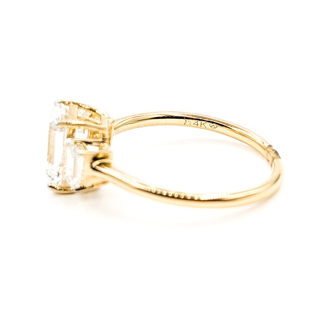 Ring Engagement 3-Stone 2ctw Emerald Lab Grown Diamonds 14ky 1.6mm Sz7 2.28g 126070023