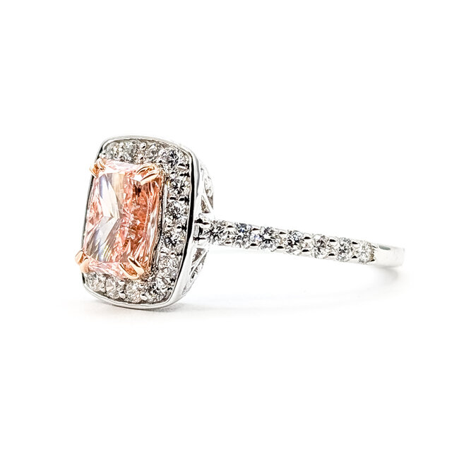 Ring Engagement Halo 1ct Pink Radiant Lab Grown Diamond .75ctw Near Colorless Lab Grown Diamonds 14ktt 1.6mm Sz7 3.01g 126070020