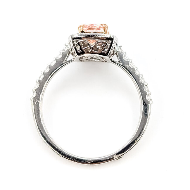 Ring Engagement Halo 1ct Pink Radiant Lab Grown Diamond .75ctw Near Colorless Lab Grown Diamonds 14ktt 1.6mm Sz7 3.01g 126070020