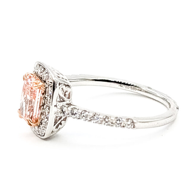 Ring Engagement Halo 1ct Pink Radiant Lab Grown Diamond .75ctw Near Colorless Lab Grown Diamonds 14ktt 1.6mm Sz7 3.01g 126070020
