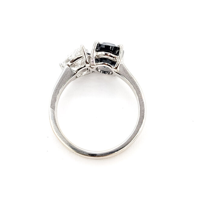 Ring Engagement Toi et Moi 1ct Pear Shape Lab Grown Diamond 1.75ct Sapphire 14kw 2.5mm Sz5 3.75g 126070005