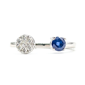 Ring Open Design 0.16ctw Round Diamonds 0.26ct Blue Sapphire 14kw 1.7mm Sz7 2g 126070037