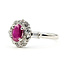 Ring Halo .75ctw Round Diamonds 1.01ct Red Ruby pt900 2.35mm Sz7 5.62g 126070048