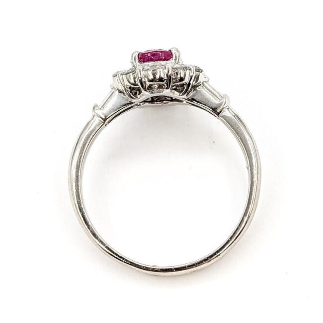 Ring Halo .75ctw Round Diamonds 1.01ct Red Ruby pt900 2.35mm Sz7 5.62g 126070048