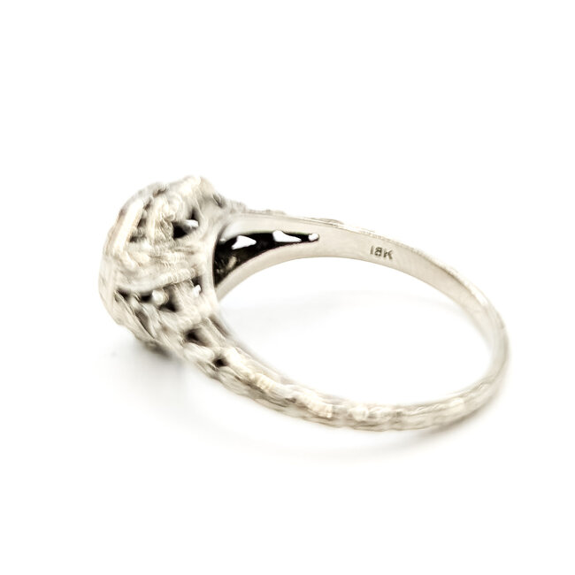 Ring Engagement Filigree .35ct Old European Diamond 18kw 10mm Sz6.25 2.91g 226060014