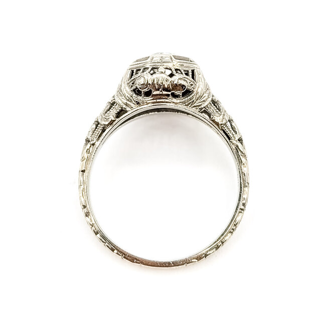 Ring Engagement Filigree .35ct Old European Diamond 18kw 10mm Sz6.25 2.91g 226060014
