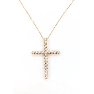Pendant Cross W/Chain .50ctw Round Lab Grown Diamonds 14ky 1.25x.9" 2.54g 126070062