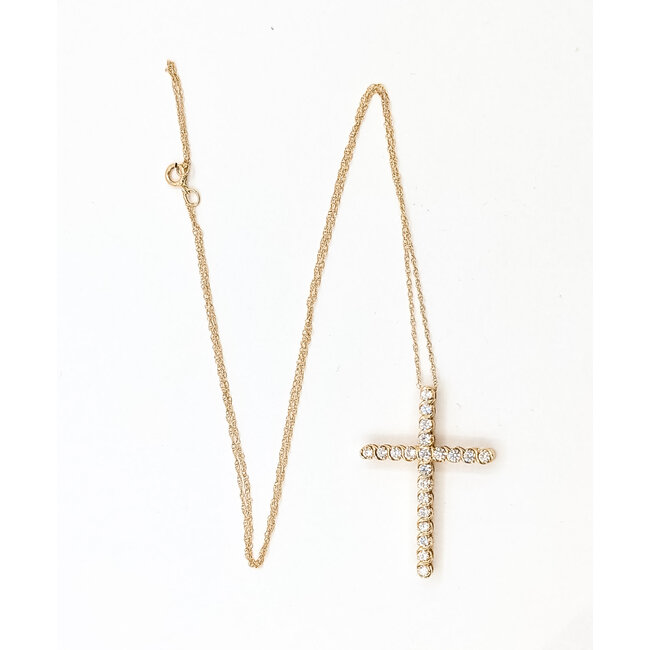Pendant Cross W/Chain .50ctw Round Lab Grown Diamonds 14ky 1.25x.9" 2.54g 126070062