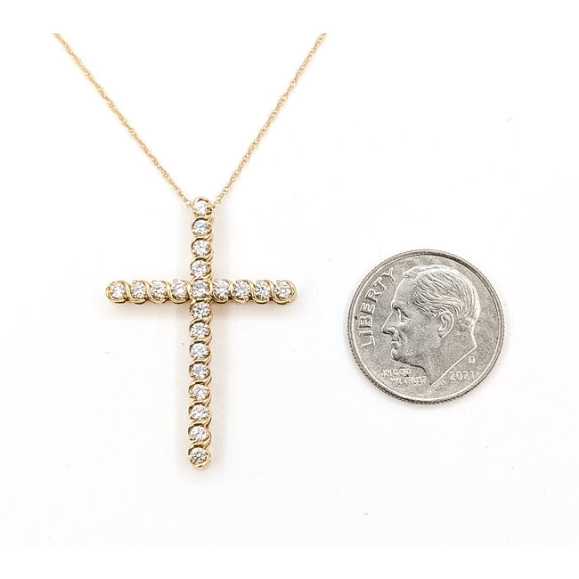 Pendant Cross W/Chain .50ctw Round Lab Grown Diamonds 14ky 1.25x.9" 2.54g 126070062