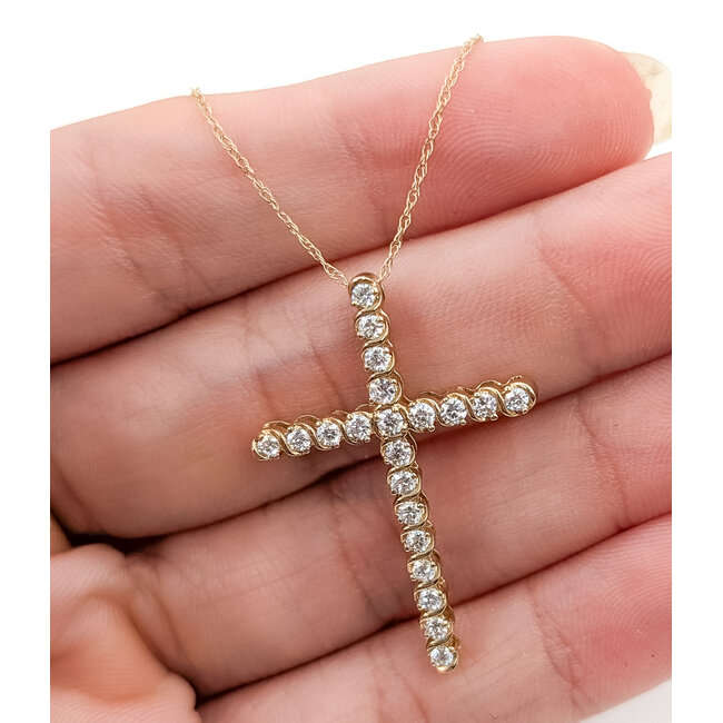 Pendant Cross W/Chain .50ctw Round Lab Grown Diamonds 14ky 1.25x.9" 2.54g 126070062