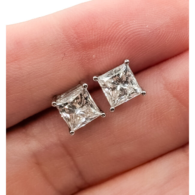 Earrings Stud 1.75ctw Princess Cut Lab Grown Diamonds 14kw 5.3mm 1.32g 126070063