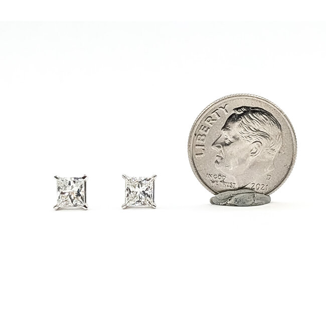 Earrings Stud 1.75ctw Princess Cut Lab Grown Diamonds 14kw 5.3mm 1.32g 126070063