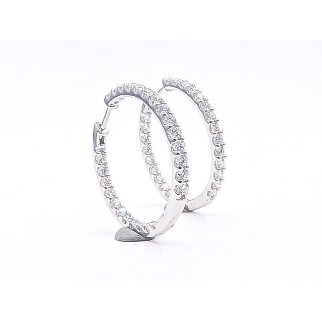 Earrings Hoop 2 Round Lab Grown Diamonds 14kw 1.1" 6.63g 126070070