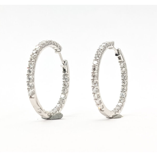 Earrings Hoop 2 Round Lab Grown Diamonds 14kw 1.1" 6.63g 126070070