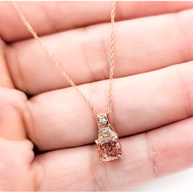 Pendant Drop 1.00ctw Cushion & Round Lab Grown Diamonds 14kr 11x5.5mm 18" 1.12g 126070072