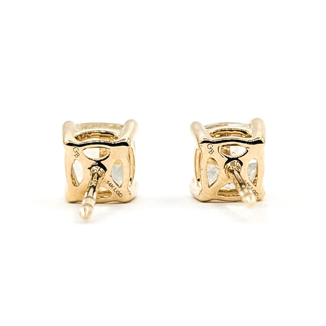Earrings Stud 2ctw Cushion Lab Grown Diamonds 14ky 6x6mm 1.67g 126070075