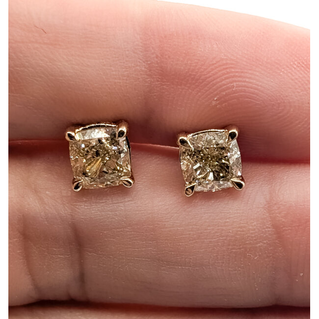 Earrings Stud 2ctw Cushion Lab Grown Diamonds 14ky 6x6mm 1.67g 126070075