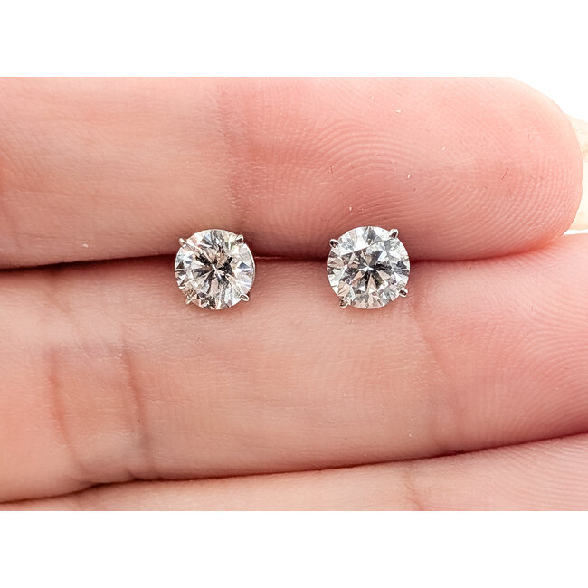 Earrings Stud 1ctw Round Lab Grown Diamond 14kw 5.1mm .95g 126070059
