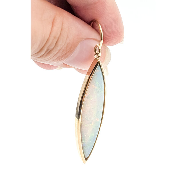Earrings Frech Hook 11.35ctw White Opal 14ky 1.9x.4" 9.01g 126070066