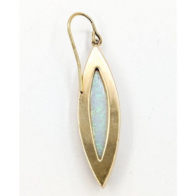Earrings Frech Hook 11.35ctw White Opal 14ky 1.9x.4" 9.01g 126070066
