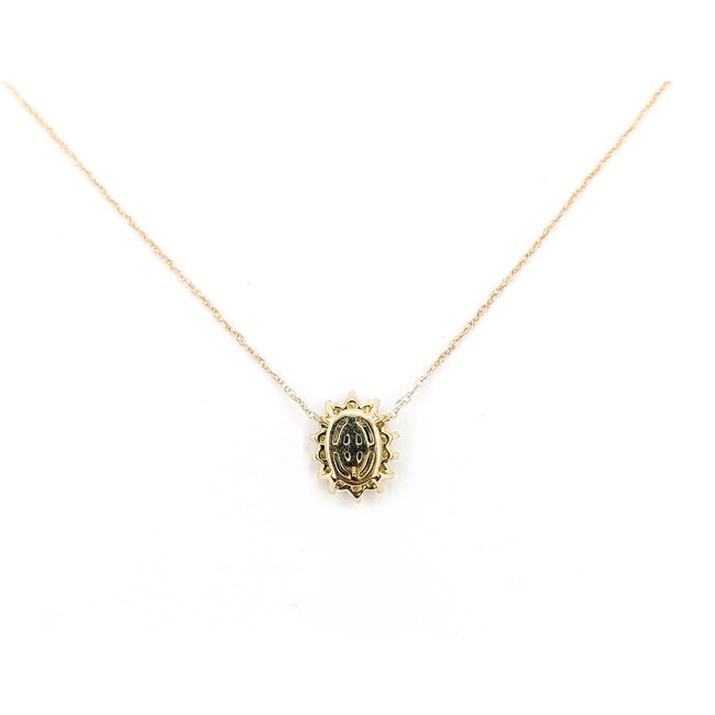 Pendant Halo W/Chain .20ctw Round Diamonds .50ct Green Emerald 10ky 10x8mm 18" 1g 126070046