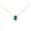 Pendant Halo W/Chain .20ctw Round Diamonds .50ct Green Emerald 10ky 10x8mm 18" 1g 126070046