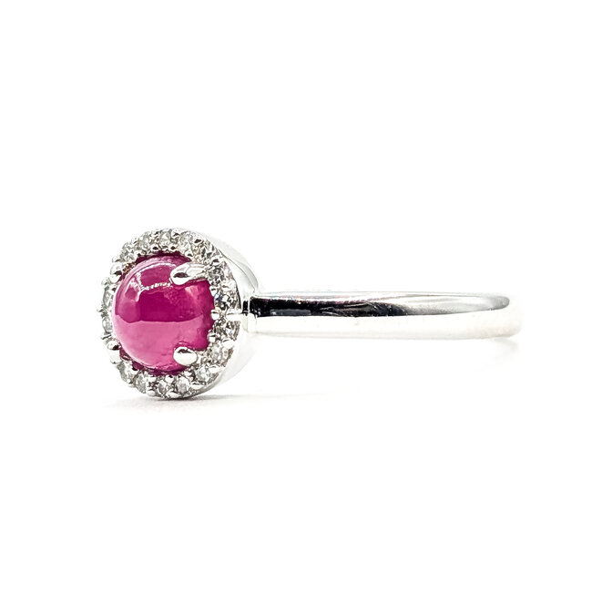 Ring Halo .10ctw Round Diamonds .85ct Red Ruby 10kw 2.2mm Sz7 2.4g 126070045