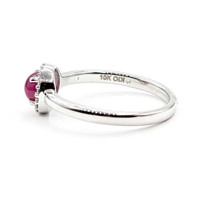 Ring Halo .10ctw Round Diamonds .85ct Red Ruby 10kw 2.2mm Sz7 2.4g 126070045
