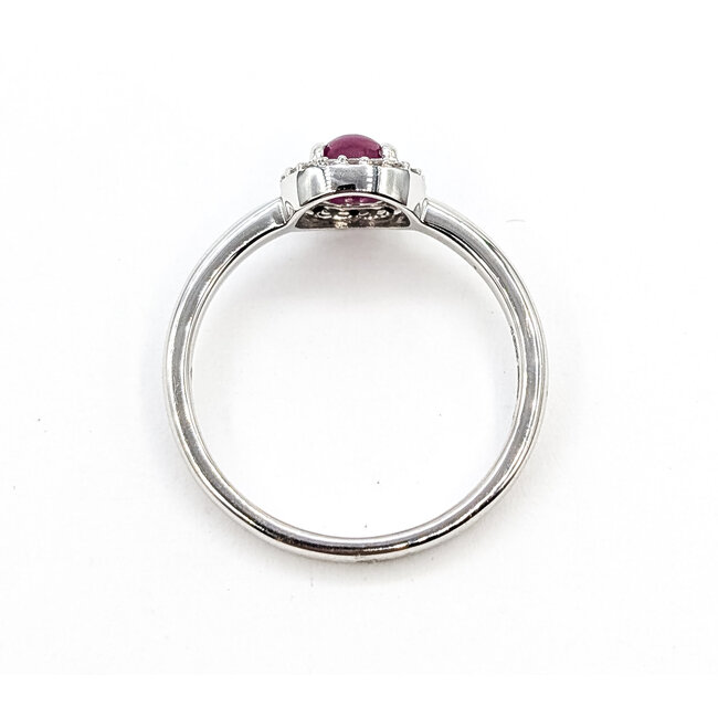 Ring Halo .10ctw Round Diamonds .85ct Red Ruby 10kw 2.2mm Sz7 2.4g 126070045