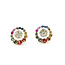 Earrings Stud Circle 0.38ctw Round Diamonds 1.50ctw Rainbow Sapphire 14ky 12mm 2.06g 126040082