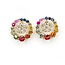 Earrings Stud Circle 0.38ctw Round Diamonds 1.50ctw Rainbow Sapphire 14ky 12mm 2.06g 126040082