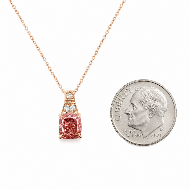 Pendant Drop 1.00ctw Cushion & Round Lab Grown Diamonds 14kr 11x5.5mm 18" 1.12g 126070072