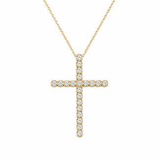 Pendant Cross W/Chain .50ctw Round Lab Grown Diamonds 14ky 1.25x.9" 2.54g 126070062