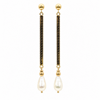 Earrings Dangle 10x5mm White FWP 14ky 2.1x.1" 1.9g 226060015