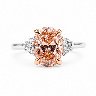 Ring Engagement 3-Stone 2.2ct Oval Lab Grown Diamond IGI: LG649435415 .43ctw Lab Grown Diamonds 14ktt 2mm Sz7 4.14g 126070055