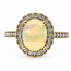Ring Halo Milgrain .26ctw Round Diamonds 1.25ct White Opal 14ky 2.2mm Sz7 3.3g 126070052