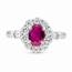 Ring Halo .75ctw Round Diamonds 1.01ct Red Ruby pt900 2.35mm Sz7 5.62g 126070048