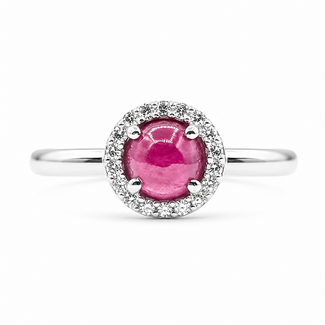 Ring Halo .10ctw Round Diamonds .85ct Red Ruby 10kw 2.2mm Sz7 2.4g 126070045