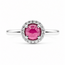 Ring Halo .10ctw Round Diamonds .85ct Red Ruby 10kw 2.2mm Sz7 2.4g 126070045