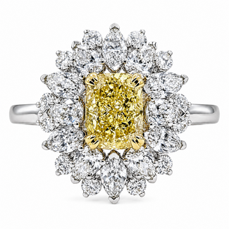 Ring Cocktail Halo 1ct Yellow Oval Lab Grown Diamond 1.25ctw Lab Grown Diamonds 14kw 1.9mm Sz7 3.17g 126070030