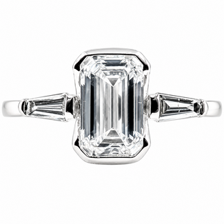 Ring Engagement 3-Stone 1.25ctw Emerald & Baguette Lab Grown Diamonds 14kw 1.7mm Sz7 1.88g 126070026