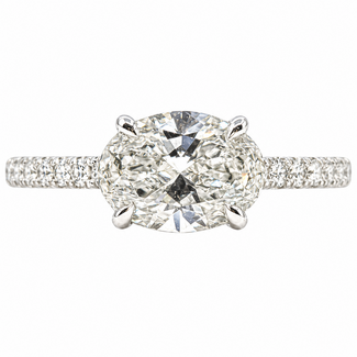 Ring Engagement East/West 1.50ct Oval Lab Grown Diamond .25ctw Near Colorless Lab Grown Diamonds 14kw 2mm Sz7 2.99g 126070024