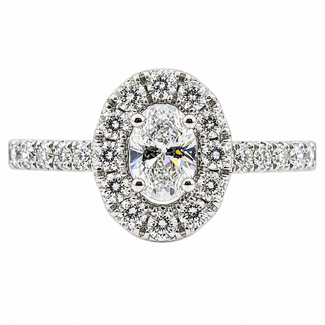 Ring Engagement Halo 1ctw Round Lab Grown Diamonds 10kw 2mm Sz7 3.07g 126070021