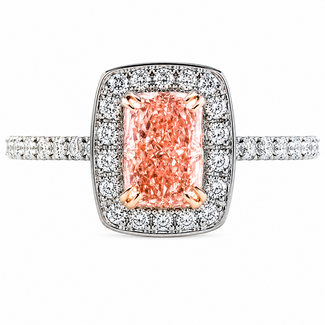 Ring Engagement Halo 1ct Pink Radiant Lab Grown Diamond .75ctw Near Colorless Lab Grown Diamonds 14ktt 1.6mm Sz7 3.01g 126070020