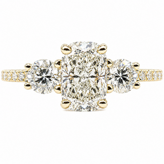 Ring Engagement 3-Stone 1ct Radiant Lab Grown Diamond .75ctw Near Colorless Lab Grown Diamonds 14ky 1.75mm Sz7 3.29g 126070015