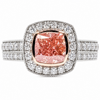 Ring Engagement Halo Milgrain .85ct Cushion Lab Grown Diamond .90ctw Near Colorless Lab Grown Diamonds 14kw 3.7mm Sz7 3.53g 126070014