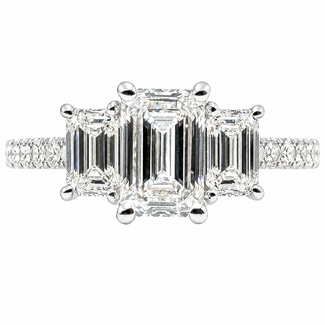 Ring Engagement 3-Stone 2ctw Emerald Cut Lab Grown Diamonds 14kw 1.9mm Sz7 3.25g 126070008