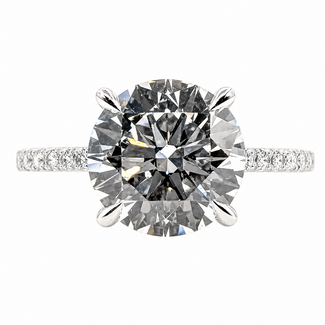Ring Engagement Hidden Halo 4ct Round Lab Grown Diamond .33ctw Lab Grown Diamonds 14kw 1.75mm Sz7 3.56g 126070007