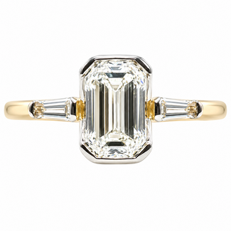 Ring Engagement 3-Stone 1.25ctw Emerald & Baguette Lab Grown Diamonds 14ky 1.7mm Sz7 1.8g 126070004